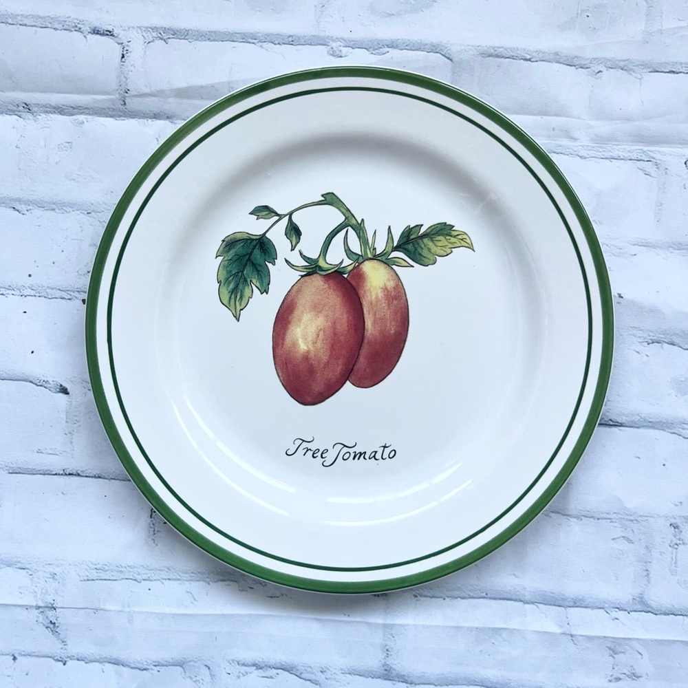 4 WILLIAMS SONOMA HEIRLOOM TOMATOES SALAD PLATES DISCONTINUED 8 3/4" Garden - Picture 2 of 11